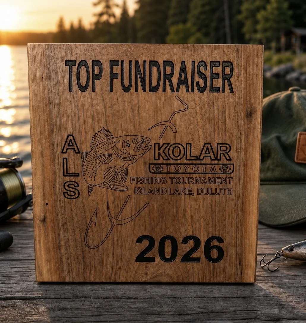 ALS fundraiser custom wooden award
